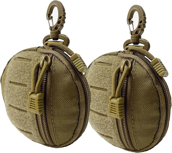 1000D Laser Cut Molle Pouch EDC Pouch Tactical Round Zipper Bag Case Coin Pouches Coin Purse Keychain Little Change Wallet Wireless Headset Pack Gadget Bag