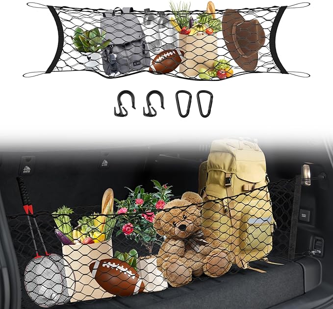 Karltys Cargo Net for Toyota 4Runner 2025-2026 Envelope Style | Elastic Mesh Net | Heavy Duty | Metal Hooks | Toyota 4 Runner Trunk Net Accessories