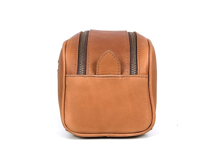 10" Premium Leather Toiletry Travel Pouch With Waterproof Lining | King-Size Handcrafted Vintage Dopp kit By Aaron Leather Goods (Buckthrown Brown)