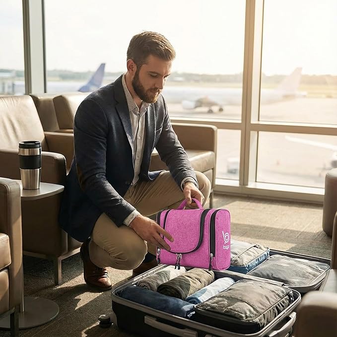Bago Travel Toiletry Bag for Women and Men X-Large Waterproof Hanging Large Toiletry Bag for Bathroom and Travel Bag for Toiletries Organizer - Makeup Bag (SnowPink)