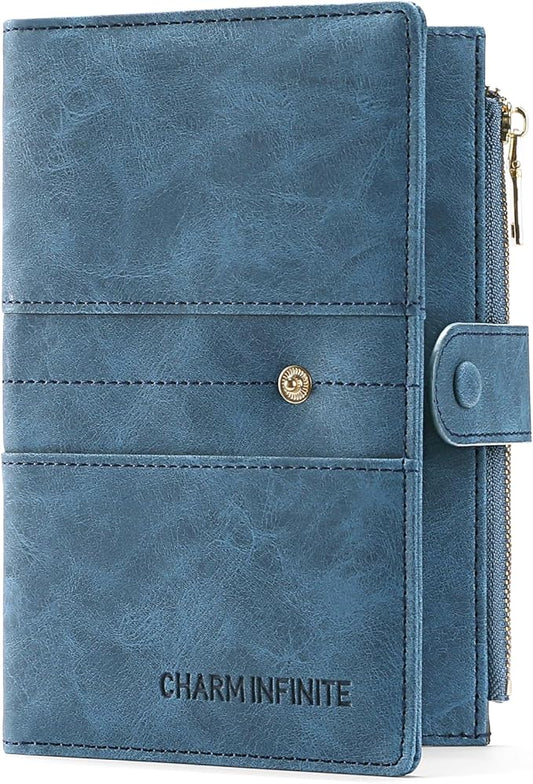 RFID Blocking Leather Passport Wallet Cover Case with Pen and Card Slots Travel Wallet for Women/Men Travel Must Haves Accessories