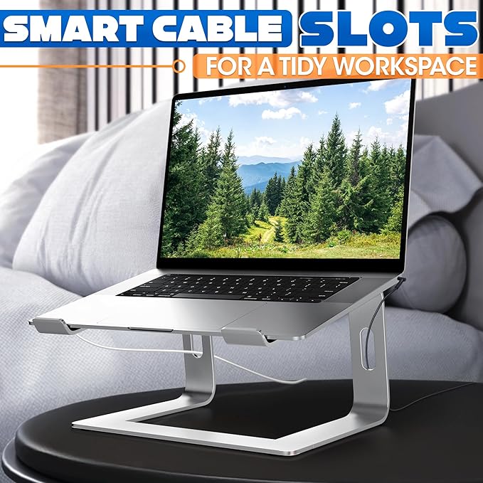 Portable Laptop Stand for Desk ??Ergonomic, Sturdy Aluminium Laptop Riser for Desk with Anti-Slip Bottom, Compatible for 10-15.6?²â€?Notebook - Improved Cooling, Comfort, Productivity, and Posture