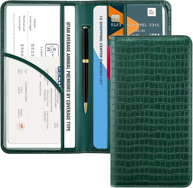 CoBak Car Registration and Insurance Holder - Vehicle Glove Box Car Organizer,Auto Truck Comparment Accessories Case with Magnetic Closure for Driver License,Cards