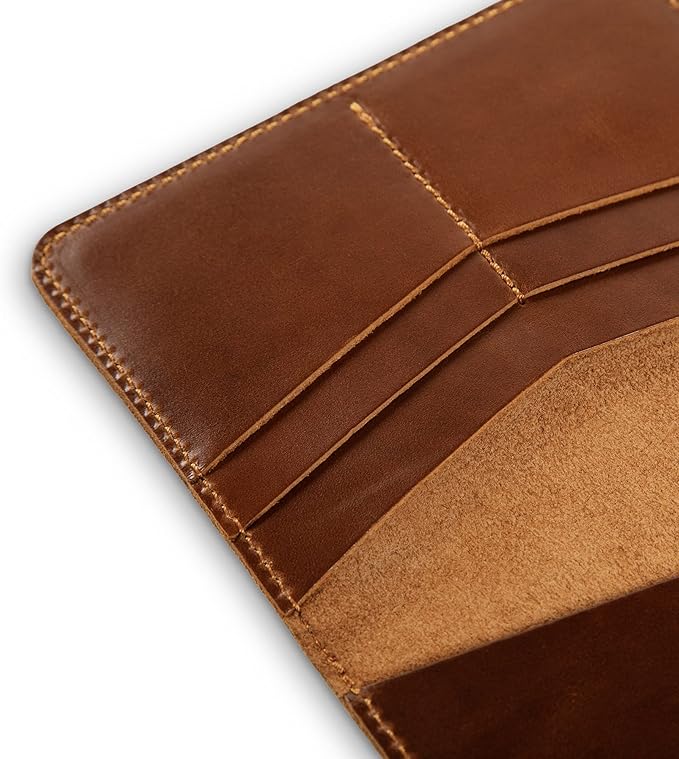 PEGAI Personalized Leather, Passport Holder For Travel | Handmade Passport Wallet Cover Case | Travel Document Holder, Passport Cover for Men, Women, and Family | Pike (Dual Tone Coffee)