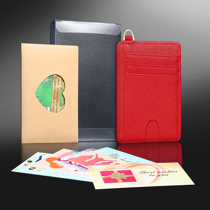 Badiya Credit Card Holder Slim Minimalist Wallet, Front Pocket Purse RFID Blocking Wallet Compact Card Case with ID Window for Women & Men