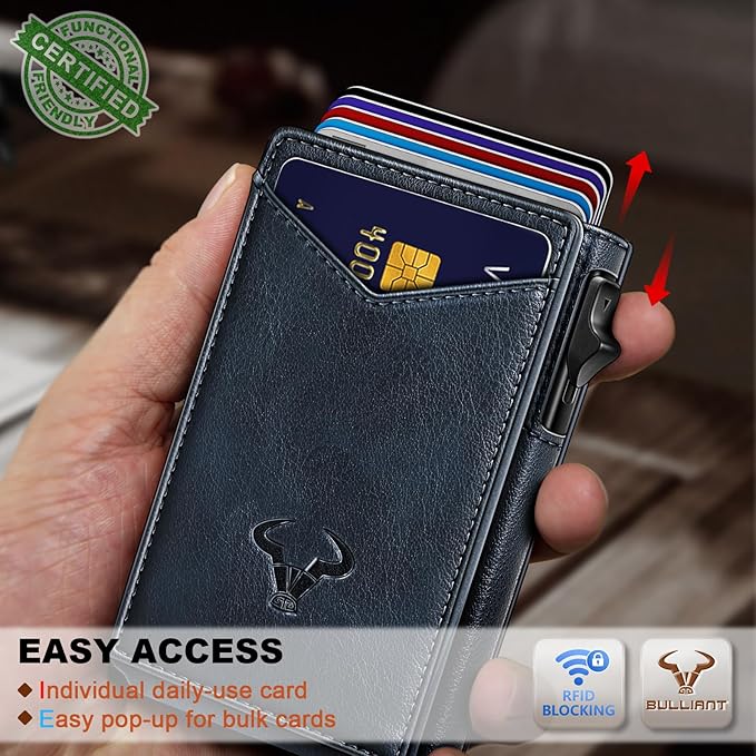 BULLIANT Men Wallet,Magnetic Metal Wallet Money Clip 9Cards Pop-up Access RFID Blocking