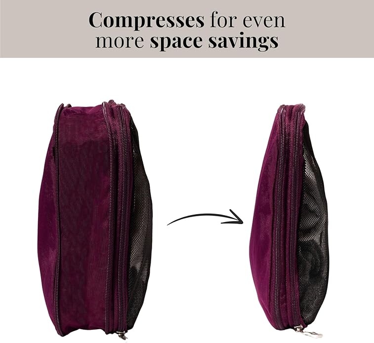 Baggallini Compression Cube 4-piece set - Lightweight Compression Packing Cubes for Travel
