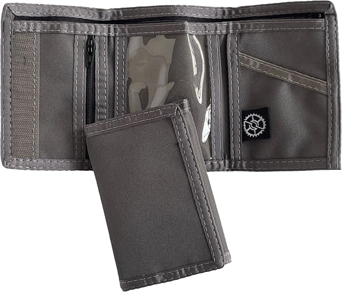 Sprocket Nylon Trifold Wallet with Zippered Coin Pocket & ID Window (Granite)