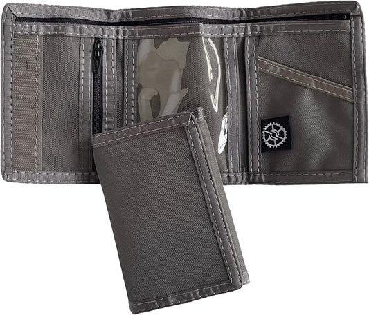 Sprocket Nylon Trifold Wallet with Zippered Coin Pocket & ID Window (Granite)
