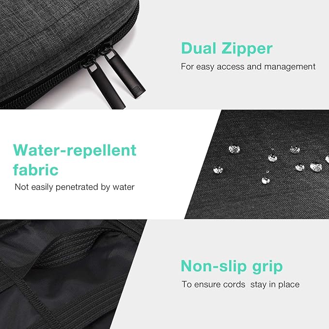 BAGSMART Electronics Organizer Travel Case, Small Cord Bag for Travel Essentials, Tech bag for Men Women, Cable Organizer for Phone, SD Card, Black