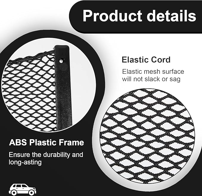 Frienda 1 Pc Car Storage Net Bag, ABS Plastic Framed Mesh Net Holder, Phone & Cargo Organizer with Screws for Auto, Rv, Boat, Truck Pocket Storage (12 x 8 Inch)