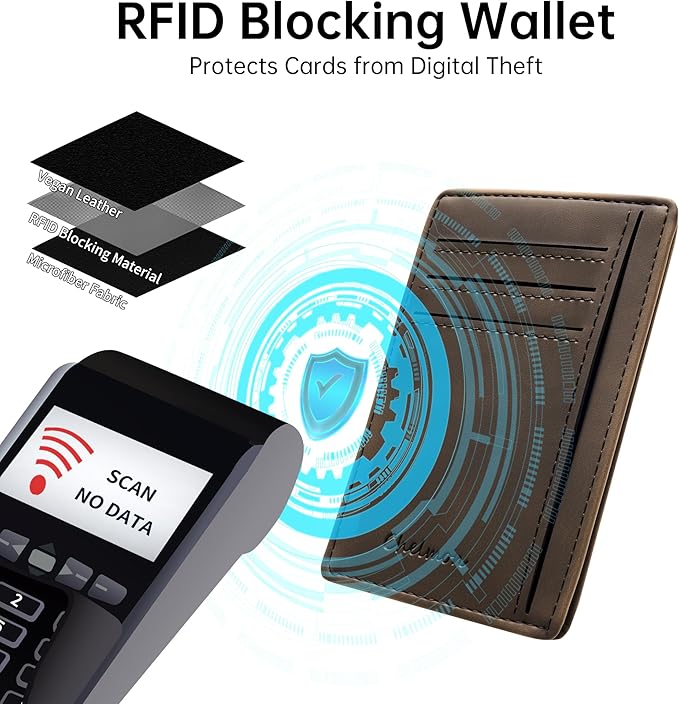Chelmon Slim Wallet for Men, Minimalist Front Pocket RFID Blocking Credit Card Holder