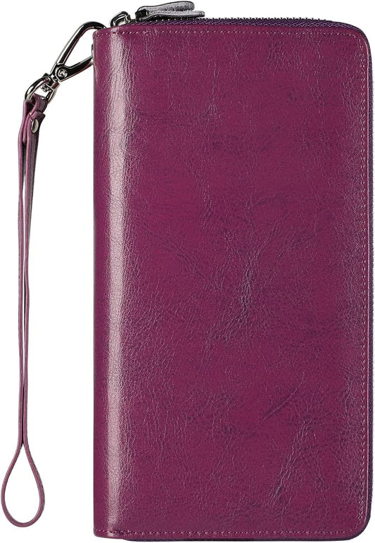 Lavemi Small Compact Women Wallet RFID Blocking Genuine Leather Bifold Purse with ID Windows