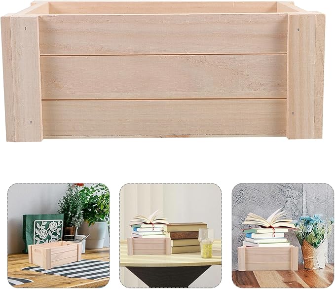 Wooden Desk Organizer Box Medium (25x15.4x10cm) Multifunctional Wood Storage Case for Office and Home Table Storage
