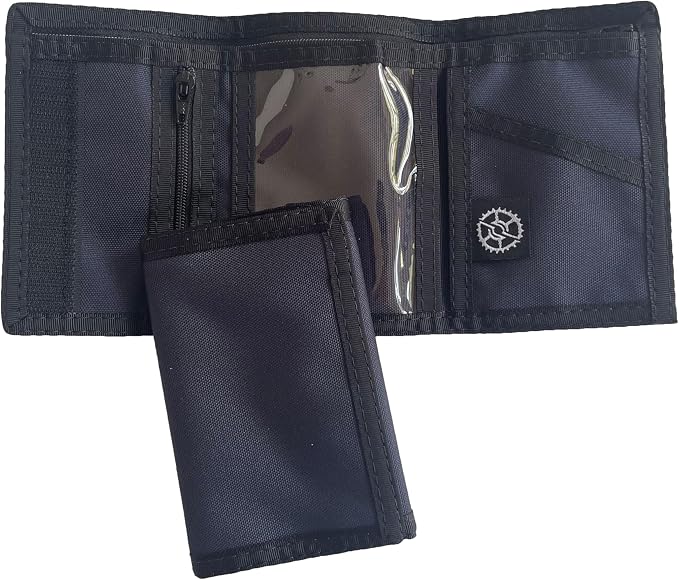 Sprocket Nylon Trifold Wallet with Zippered Coin Pocket & ID Window (Dark Navy)
