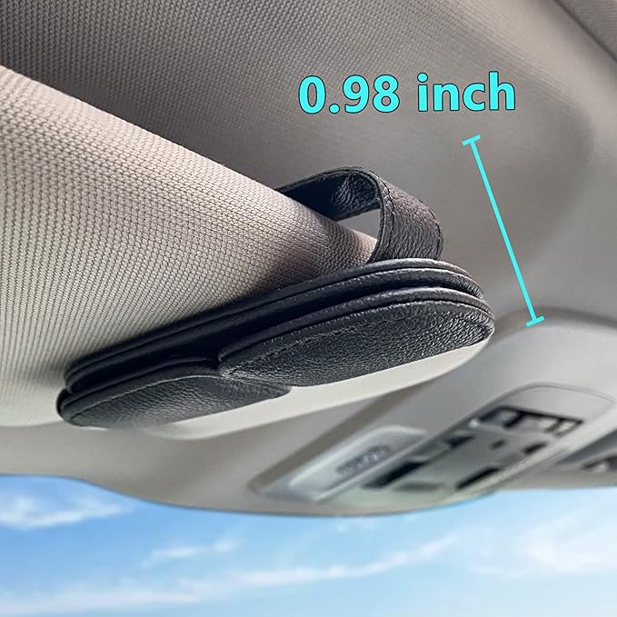 Visonx Sunglass Holder for Car Visor Clip, Magnetic Leather Eyeglass Hanger Clip for Car, Square Car Visor Accessories (Black)
