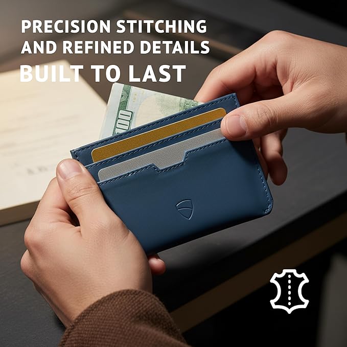 Vaultskin MOORGATE Slim Card Holder – Minimalist Leather Wallet with RFID Blocking, Front Pocket Credit Card Case for Men & Women