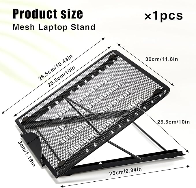Dunzoom 1 Pc Mesh Laptop Stands 10 Levels Large Adjustable Laptop Riser Holder Computer Stand for Desk Cooling Ventilated Universal Lightweight Ergonomic Tray for Diamond Painting Reading