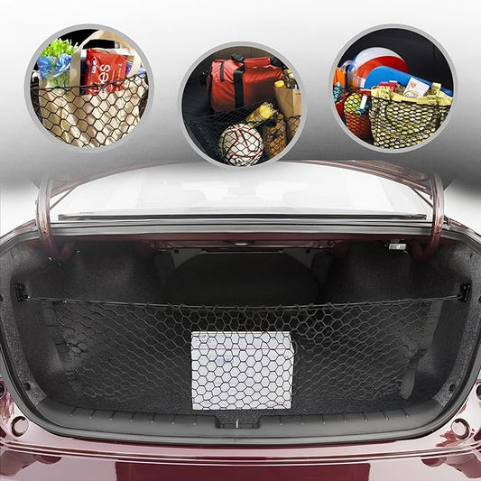 Envelope Style Automotive Elastic Trunk Mesh Cargo Net for Honda Accord 2013-2022- Premium Trunk Organizer and Storage - Luggage Net for Sedan