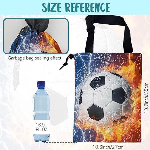 Car Garbage Bag Soccer Ball with Water and Fire Drawstring Car Trash Bag Hanging for Back Seat with Adjustable Buckle Canvas Vehicle Trash Can Easy-to-Install