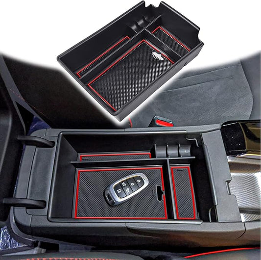 TACOBRO Center Console Organizer Compatible with Hyundai Sonata 2020 2021 2022 2023 Accessories, Sonata N-Line/Limited Insert Tray Secondary Storage Armrest Box ABS Red