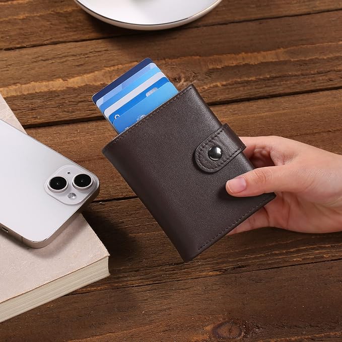 FALAN MULE Wallet for Men Genuine Leather AirTag Wallet RFID Blocking Credit Card Holder Minimalist Wallet with Gift Box