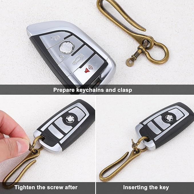 2 Pcs Fish Hook Key Chains, Vintage Keychain Retro Clip for Wallet Purse Belt Buckle Car Key Men Women
