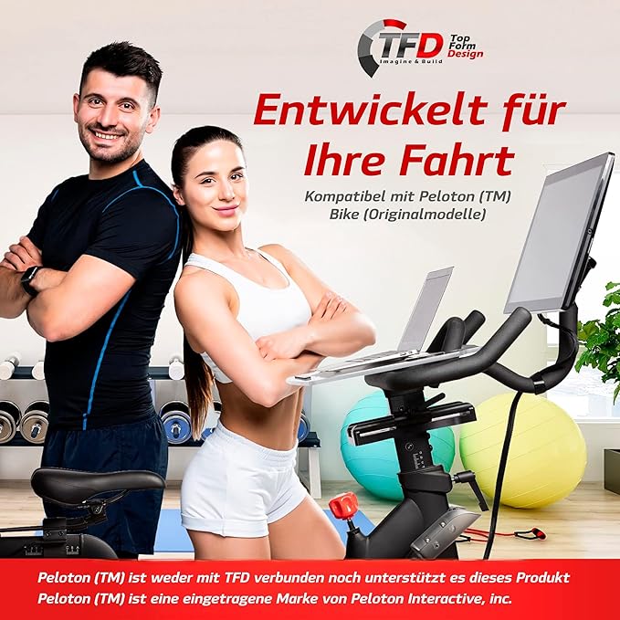 TFD The Tray Original for Peloton Bike Original Models, Angled Acrylic Desk Tray with Rubber Grip Insert for Laptop, Tablet, Phone, and Books, Work or Read While Riding, Clear Acrylic