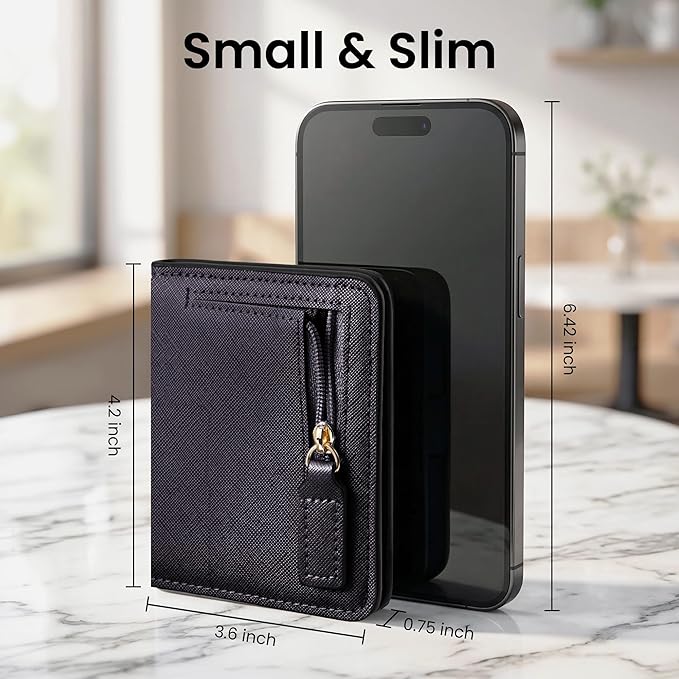 Toughergun Women’s Small Slim Leather Wallet with RFID Protection, Compact Bifold Mini Purse with Clear ID Window