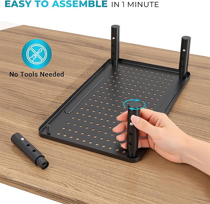 BONTEC Monitor Stand 2 Pack Height Adjustable Metal Riser with Pen Holder, Black, 14.5??x 9.1?? Ergonomic Desktop Stand for Computer, Printer, Laptop, Adjustable Desk Riser with Cable Management
