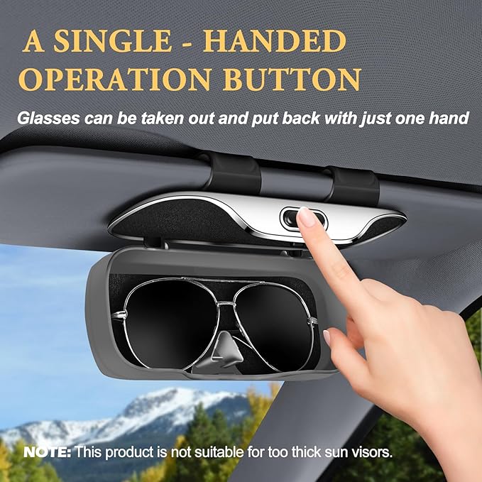 Sunglass Holder for Car Visor Clip, Car Visor Glasses Case, Vehicle Visor Accessories Organizer Box, Suitable for Truck, SUV and Sedan to Place Glasses (gray)