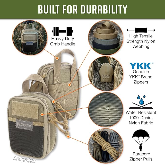 MAXPEDITION Double-Decker Pocket Organizer, Tactical Tool Pouch for Organization, EDC Pouch for Everyday Carry