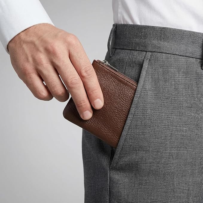 4 Pcs Leather Coin Purse Pouch for Men Women, Small Change Purse with Zipper Small Change Purse for women Mini Coin Pouch for Women Small Pouch for Purse Small Coin Bag Change Purse for Coins Card Key