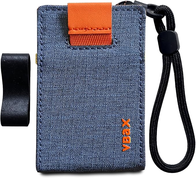 RFID Minimalist Slim Wallet for Men and Women, Holds Up to 12 Cards, Cash, Key Thin and Lightweight Credit Card Holder (Blue Microfiber – Ember Edition)