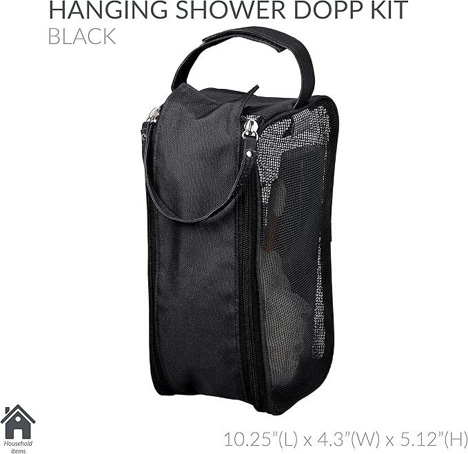 Simplify Hanging Mesh Toiletry Bag | Travel Organizer | Perfect for Dorm | Gym | Back to School | Shampoo | Shower Accessories | Black