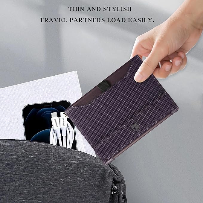 Passport Holder for Travel Essentials, RFID Blocking PU Leather Passport Wallet Cover Card holder Case Passport Book Holders for Women and Men, Dark Purple