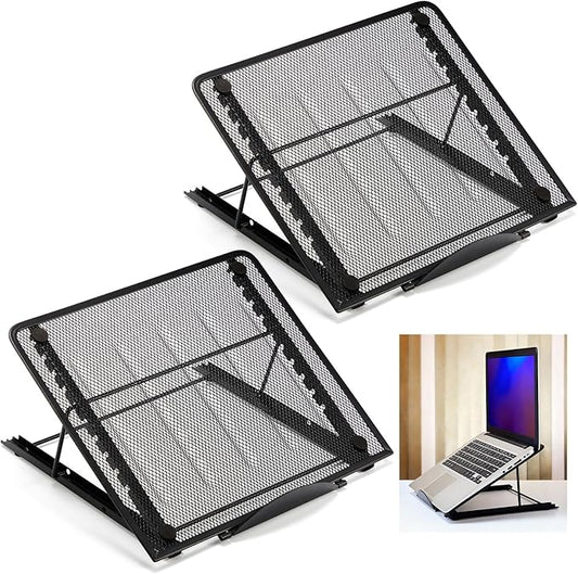 2 Pcs Mesh Laptop Stands 10 Levels Large Adjustable Laptop Riser Holder Computer Stand for Desk Cooling Ventilated Universal Lightweight Ergonomic Tray for Diamond Painting Reading