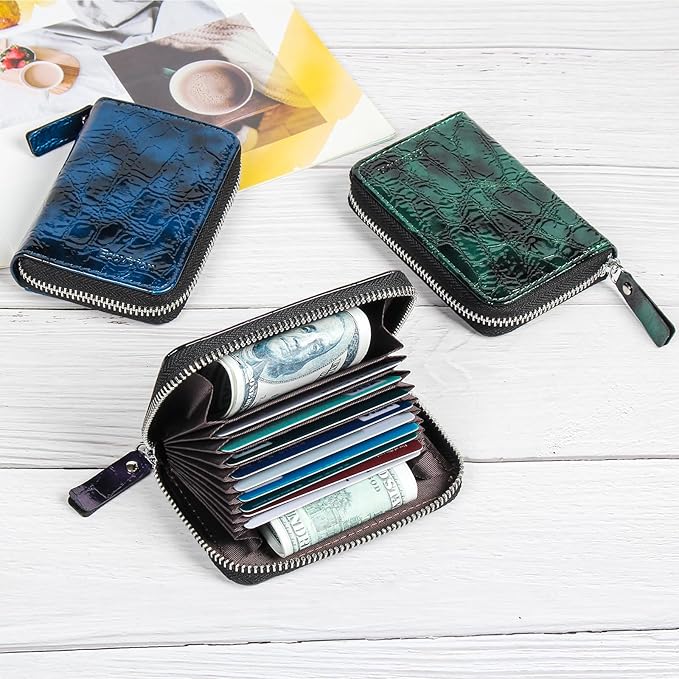 EcoVision Credit Card Holder RFID Card Case Wallet, Small Accordion Zipper Card Case Holder, Card Organizer Case for Women Men