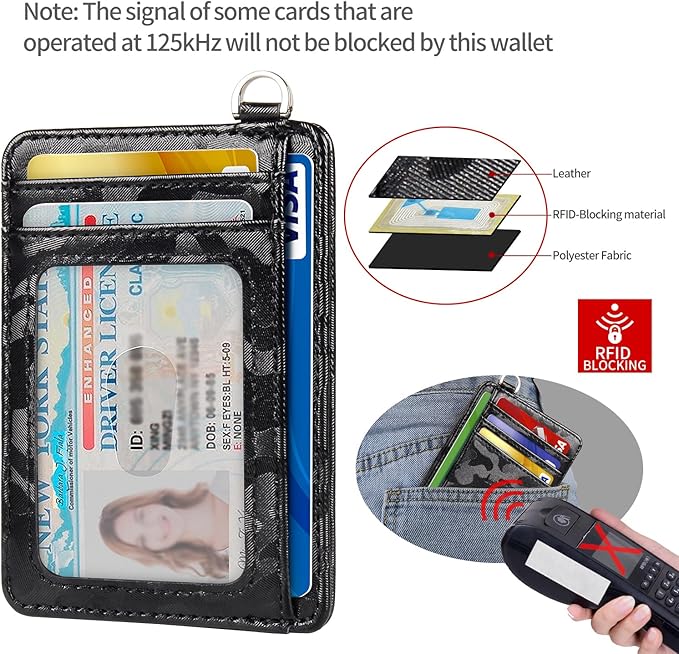 EcoVision Slim Minimalist Front Pocket Wallet, RFID Blocking Credit Card Holder Wallet with Detachable D-Shackle for Men Women