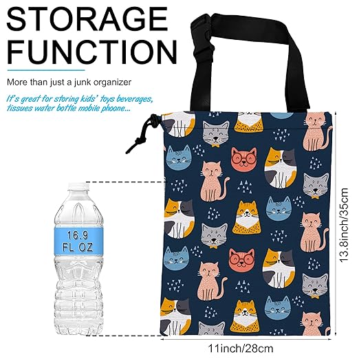 Car Trash Bag Cute Cat Car Garbage Bag Hanging Car Trash Can for Back Seat with Drawstring