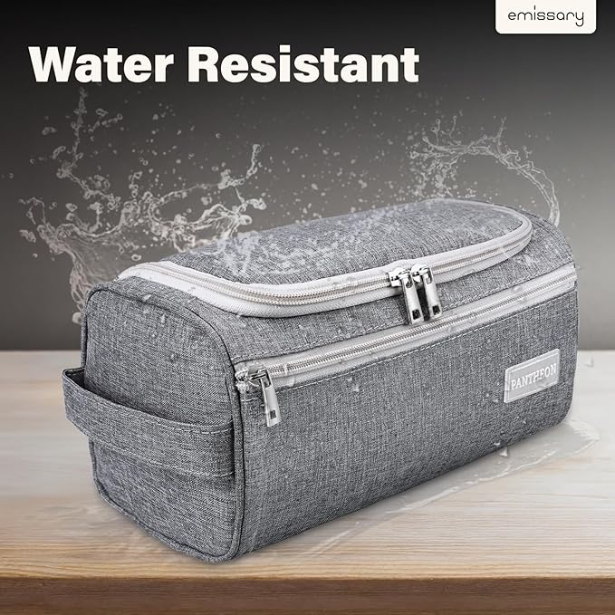 Pantheon Travel Toiletry Bag for Men and Women, Travel bag for Toiletries, Valentines Day Gifts for Men, Travel Bathroom Bag, Mens Travel Bag Hanging Toiletry Organizer Toiletry Kit (Gray)