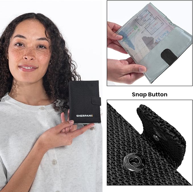 Sherpani Vienna, RFID Blocking Passport Holder, Travel Passport Cover Wallet, Travel Documents Organizer Protector, Travel Gift (Carbon)