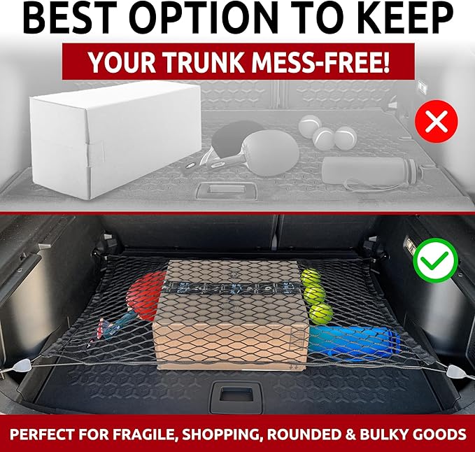 Floor Style Automotive Elastic Trunk Mesh Cargo Net for Ford Bronco Sport 2021-2025 - Premium Trunk Organizers and Storage - Luggage Net for SUV - Best Car Organizer for Ford Bronco Sport
