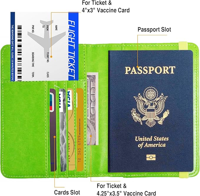 Premium Passport Holder for Travel, RFID Blocking Passport Cover Slim, Durable & Travel-Friendly, Passport Wallet Keep Your Documents Safe & Organized (Green)