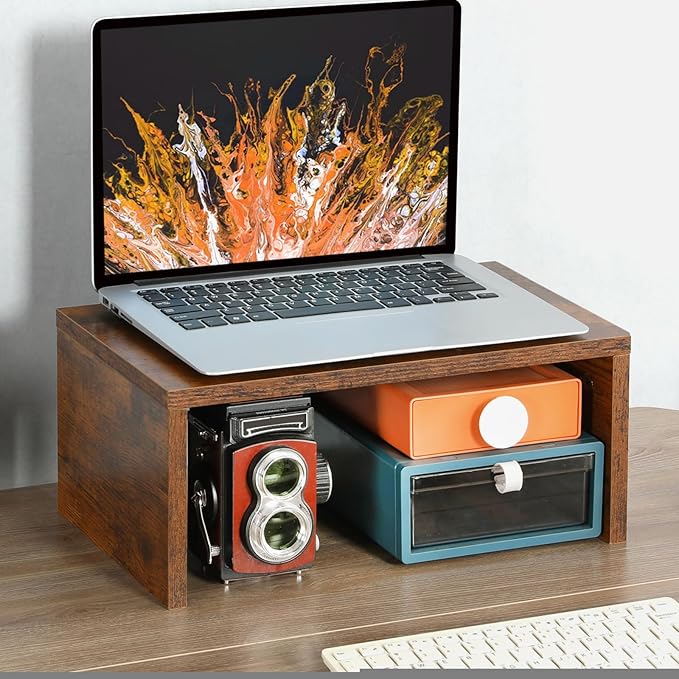 TEAMIX Higher Monitor Stand Riser-6.7 inch, Monitor Riser with Storage for Desk Small Monitor Stand TV/Screen/PC/Laptop Riser Computer Stand Desktop Shelf