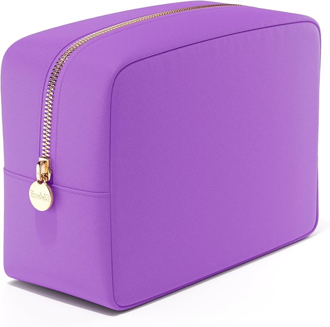 Embla Large Makeup Bag and Waterproof Nylon Travel Toiletry Bag, Large Capacity Cosmetic Zipper Pouch, Purple