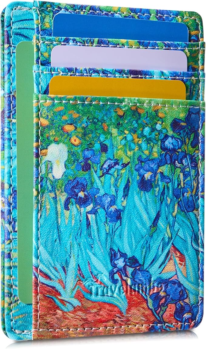 Travelambo Front Pocket Minimalist Leather Slim Wallet RFID Blocking Medium Size