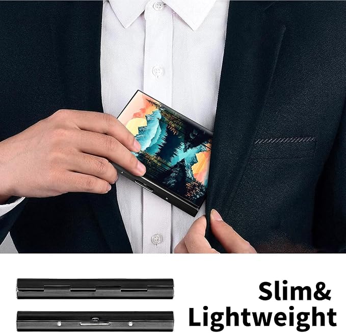 Metal Wallet for Women Men Girls, RFID Blocking Slim Aluminum Credit Card Holder, Mini Travel Wallet with Hard Shell, Lightweight ID & Business Card Case,Mountain Forest Trees