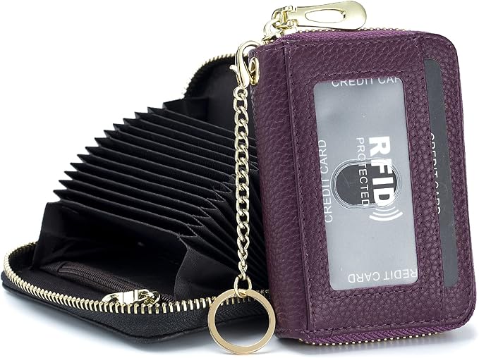 imeetu Rfid Credit Card Holder,Genuine Leather Businese Card Case,Rfid Blocking Wallet for Women & Men