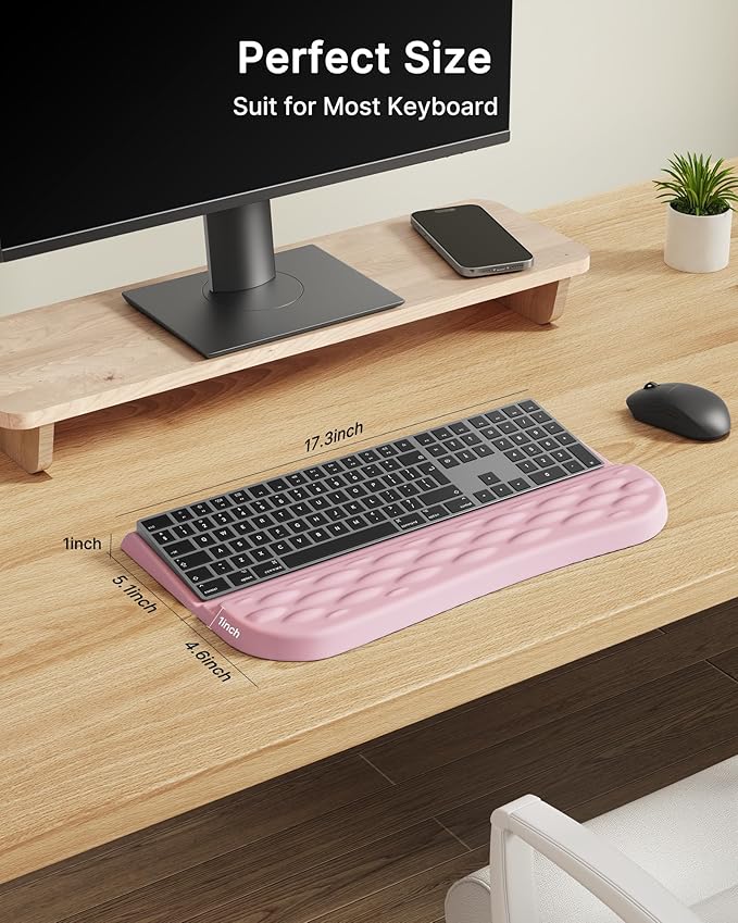 Laborio Keyboard Wrist Rest Stand for Desktop, 2 Angle Ergonomic Computer Keyboard Holder Stand, Key Board Riser with Wrist Support, Arm Rest for Office, Home, Desk(Pink)